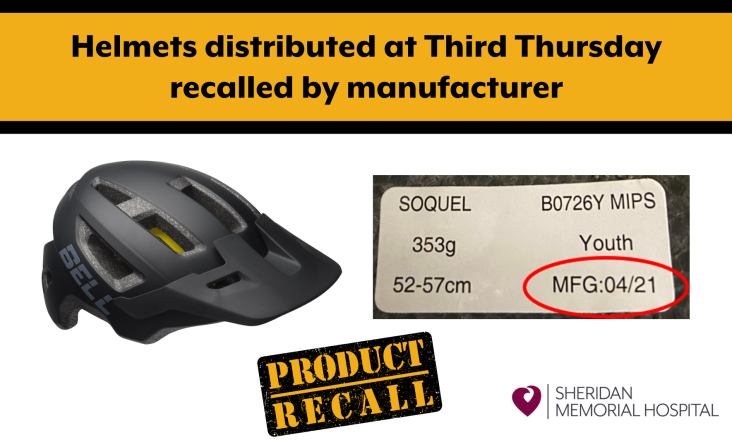 Helmets distributed at Third Thursday recalled by manufacturer